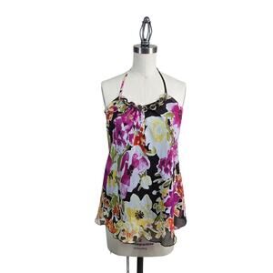 NWT Vintage Iz Byer Halter Top Size S Pink Purple Black Floral Vintage Y2K